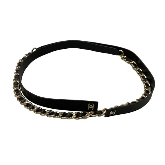 Auth CHANEL - Black Gold Lambskin Hardware Belt Gold hardware - Picture 1 of 5